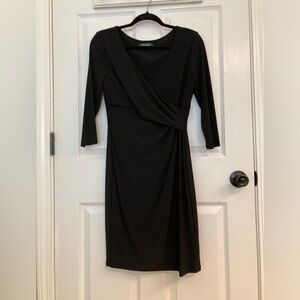 Ralph Lauren Little Black Dress with v-neck wrap bodice, size 8 Petite